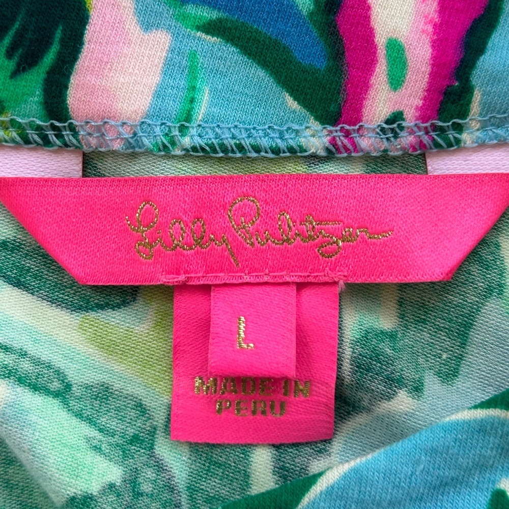 Lilly Pulitzer Porto Blue Fontaine Tropical Toucan Floral Top LARGE NWOT - Picture 9 of 15
